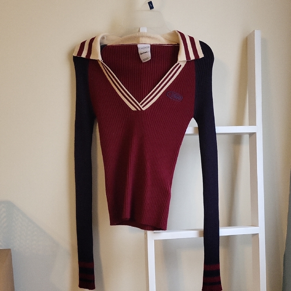 Preppy Burgundy and Navy Top